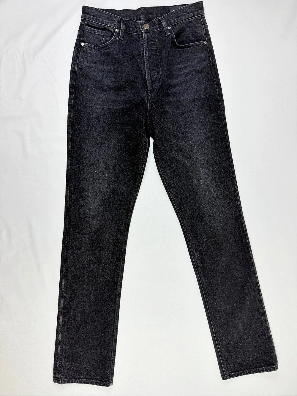 GOLDSIGN Black High Rise Straight Leg Jeans Made USA Size 27 41342